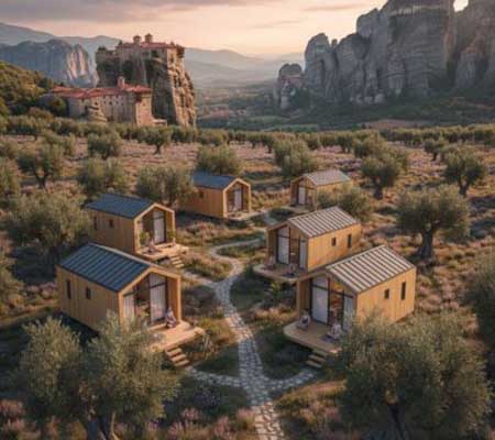 Tiny Houses near Monasteries in Greece